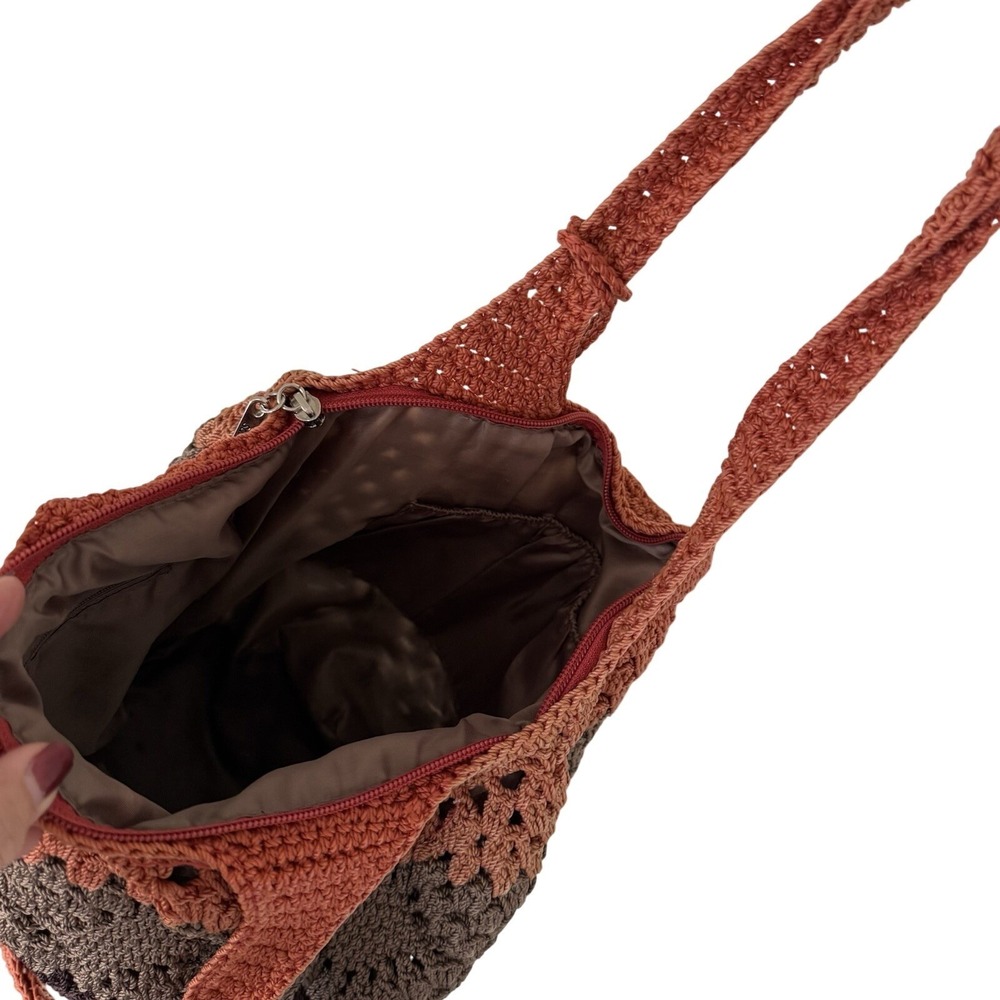 The Sak Originals Crochet Shoulder Bag Brown Boho Hobo Purse Handcrafted - Picture 4 of 9